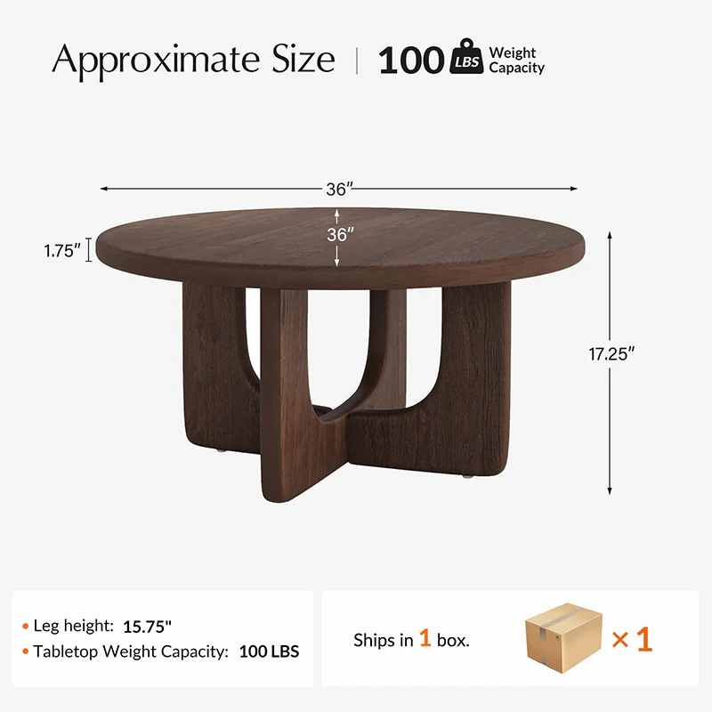 Gala Modern Round Coffee Table with Oak Veneer Top & Wood Legs - Image 11