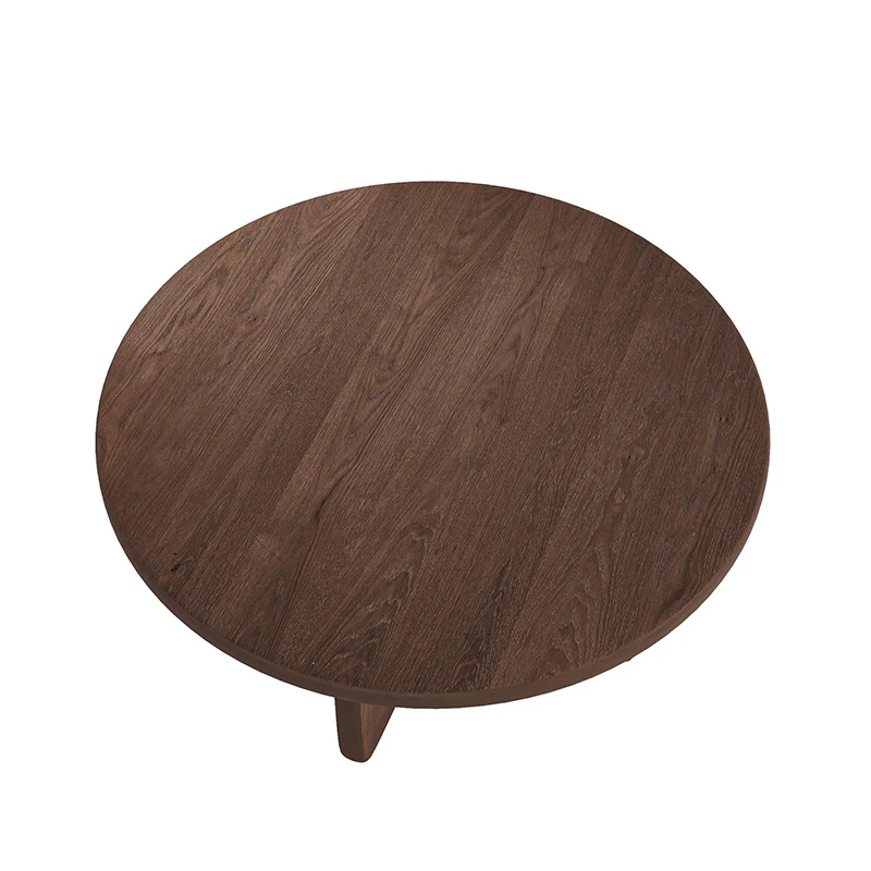 Gala Modern Round Coffee Table with Oak Veneer Top & Wood Legs - Image 14