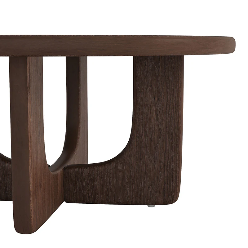 Gala Modern Round Coffee Table with Oak Veneer Top & Wood Legs - Image 16
