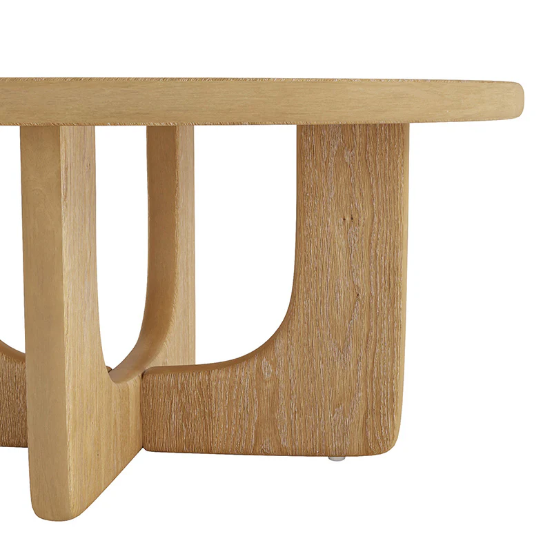 Gala Modern Round Coffee Table with Oak Veneer Top & Wood Legs - Image 8