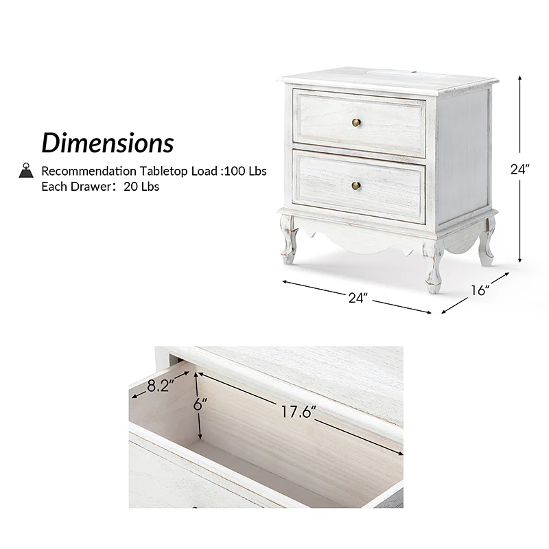 Galatea 24"Tall 2 - Drawer End Table Chest(Optional Types) - Image 10