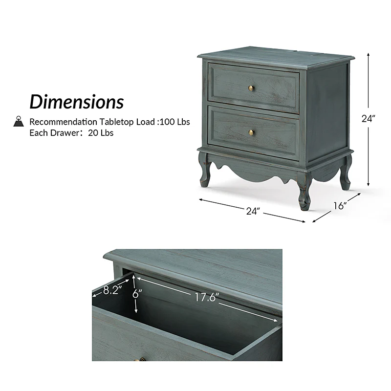 Galatea 24"Tall 2 - Drawer End Table Chest(Optional Types) - Image 17
