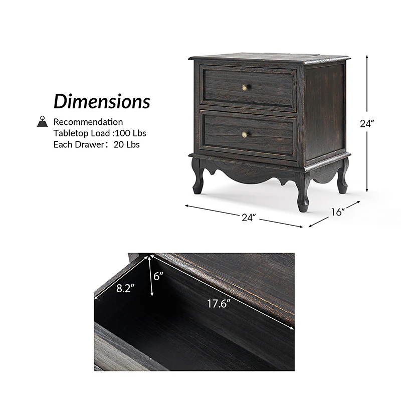 Galatea 24"Tall 2 - Drawer End Table Chest(Optional Types) - Image 24