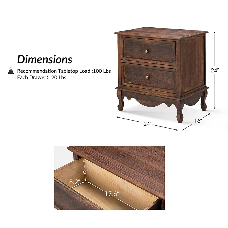 Galatea 24"Tall 2 - Drawer End Table Chest(Optional Types) - Image 3