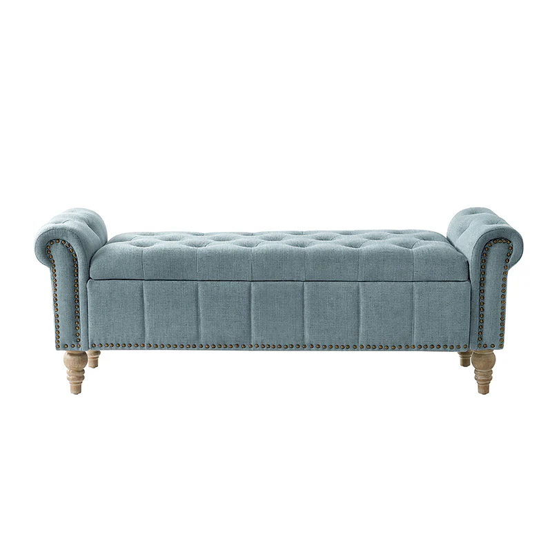 Gemma Classic Tufted Storage Bench with Nailhead Trim - Image 12