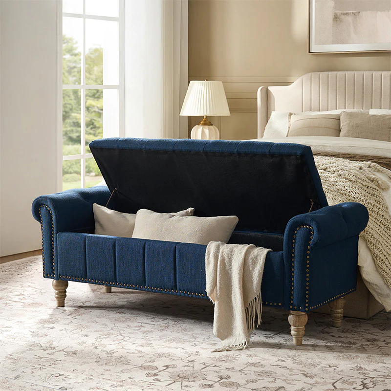 Gemma Classic Tufted Storage Bench with Nailhead Trim - Image 18