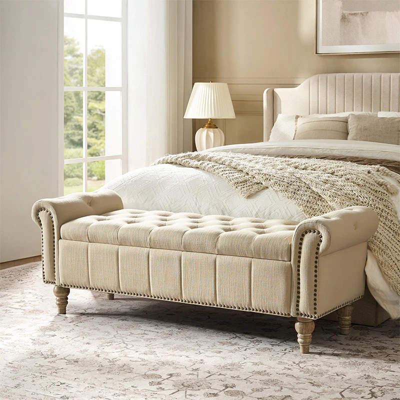 Gemma Classic Tufted Storage Bench with Nailhead Trim - Image 25