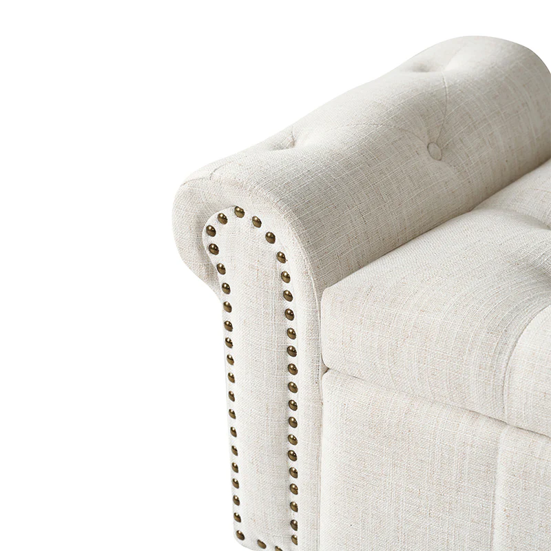 Gemma Classic Tufted Storage Bench with Nailhead Trim - Image 6