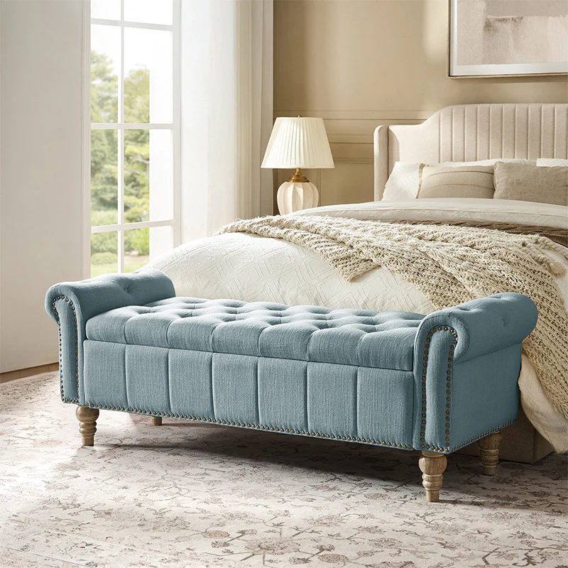 Gemma Classic Tufted Storage Bench with Nailhead Trim - Image 9