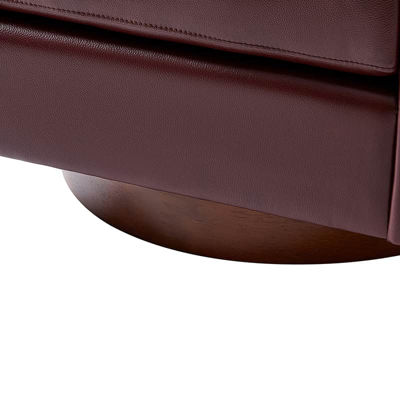 Clara Genuine Leather Swivel Barrel Chair With Solid Wood Base - Image 22