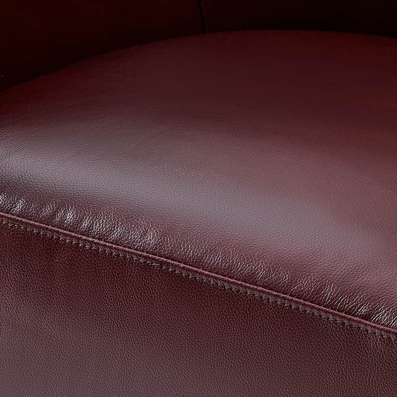 Clara Genuine Leather Swivel Barrel Chair With Solid Wood Base - Image 24