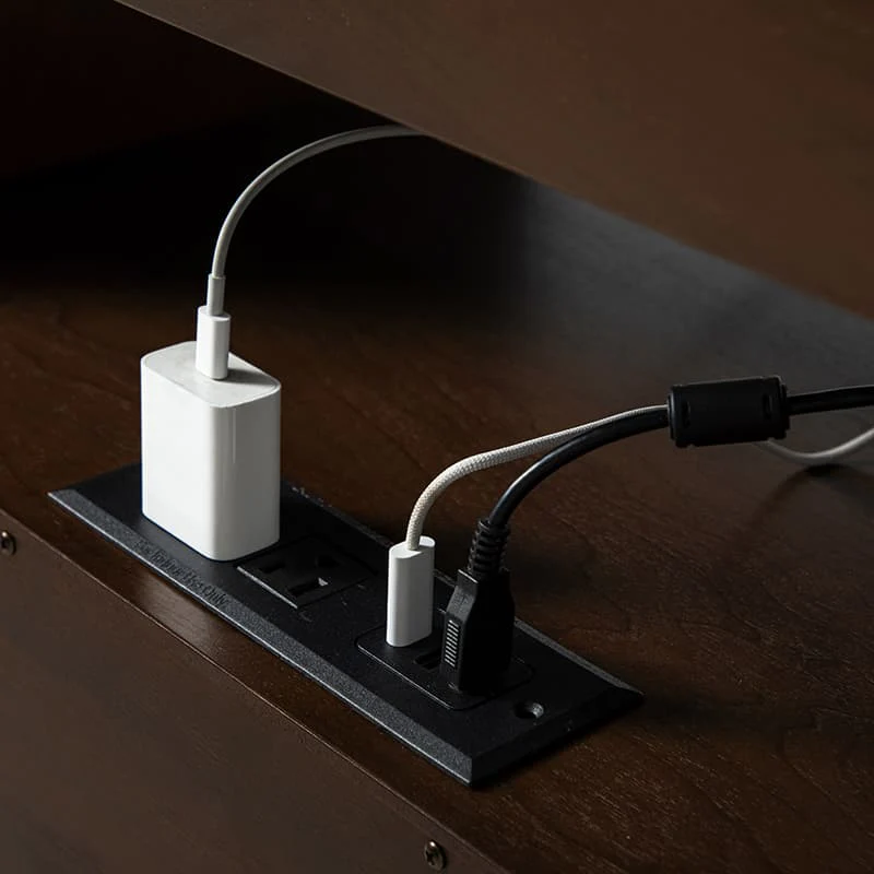 Giralda 2-Drawer Mid-century Modern End Table with Built-In Outlets(Optional Types) - Image 20