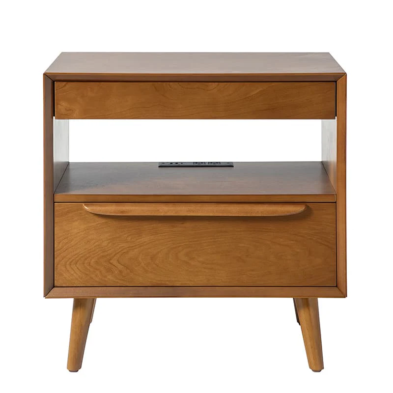 Giralda 2-Drawer Mid-century Modern End Table with Built-In Outlets(Optional Types) - Image 3