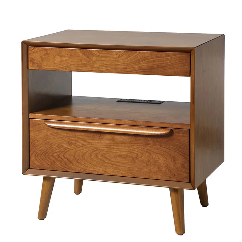 Giralda 2-Drawer Mid-century Modern End Table with Built-In Outlets(Optional Types) - Image 4