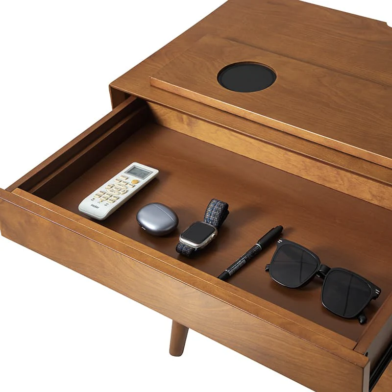 Giralda 2-Drawer Mid-century Modern End Table with Built-In Outlets(Optional Types) - Image 6