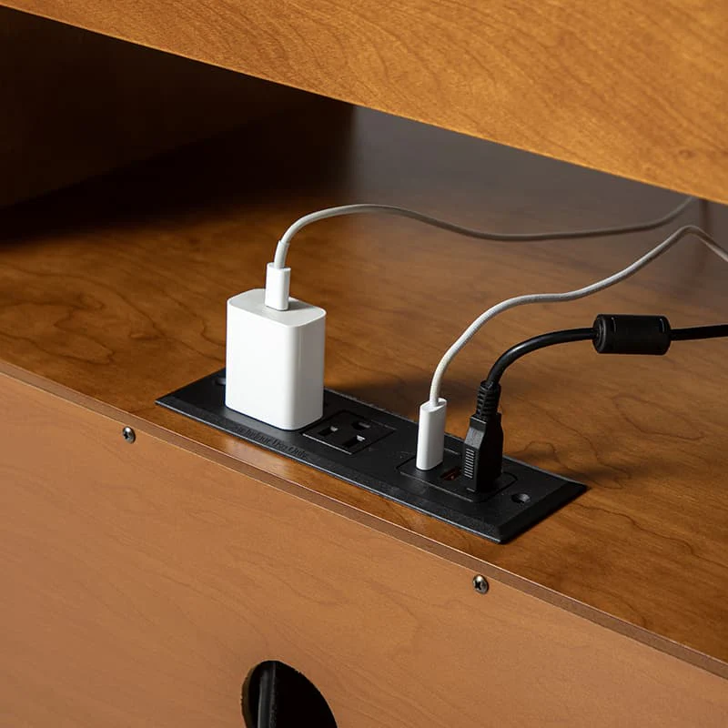Giralda 2-Drawer Mid-century Modern End Table with Built-In Outlets(Optional Types) - Image 7