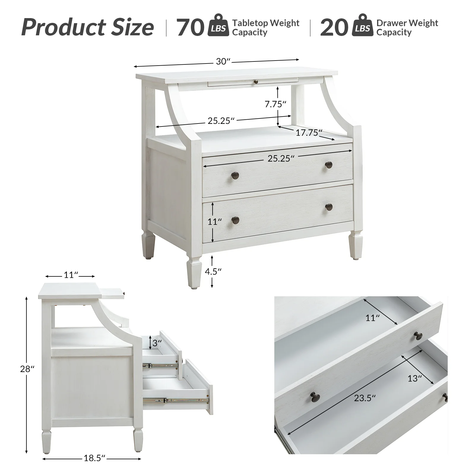 Grace 2 - Drawer End Table Chest with Built-in Outlets - Image 10