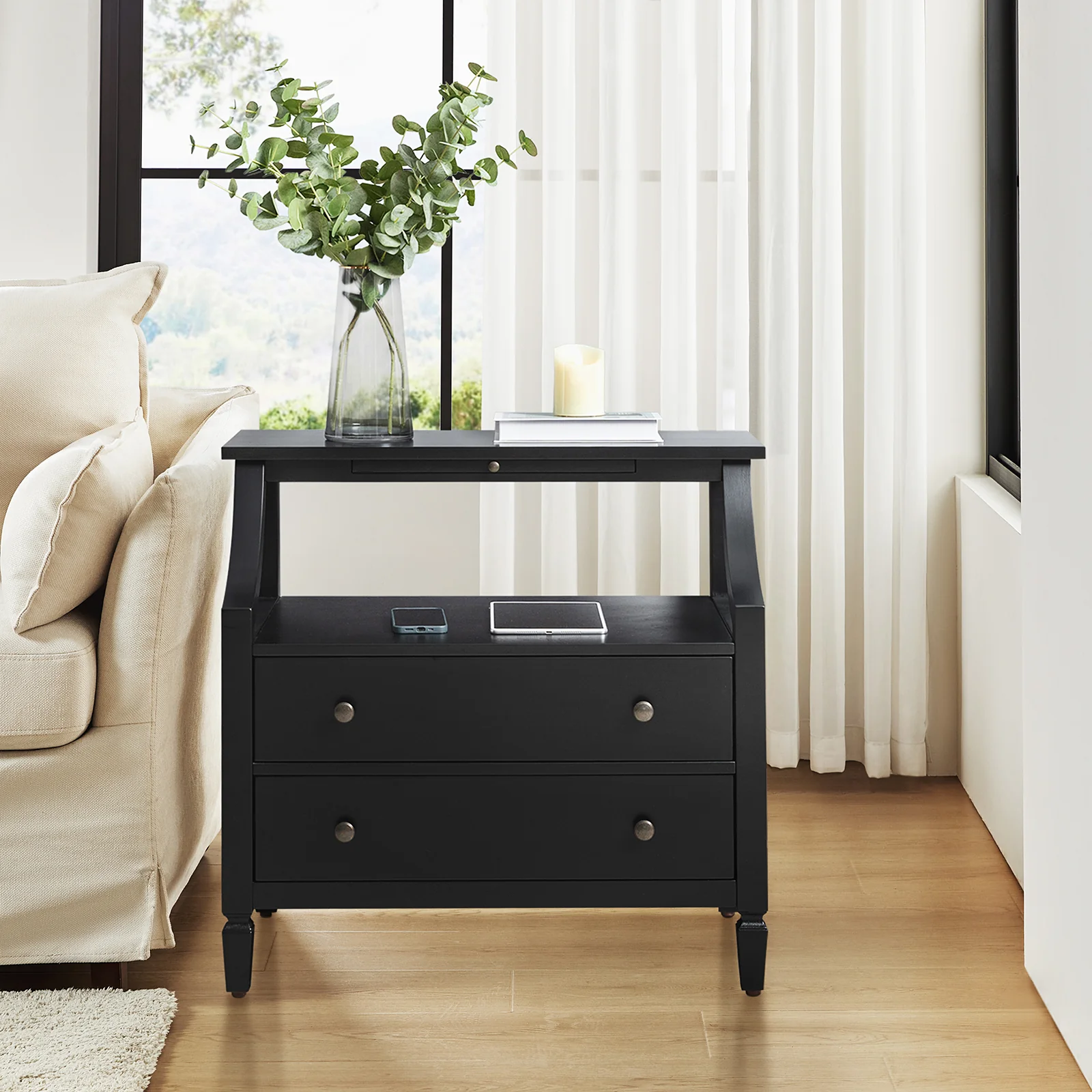 Grace 2 - Drawer End Table Chest with Built-in Outlets - Image 15