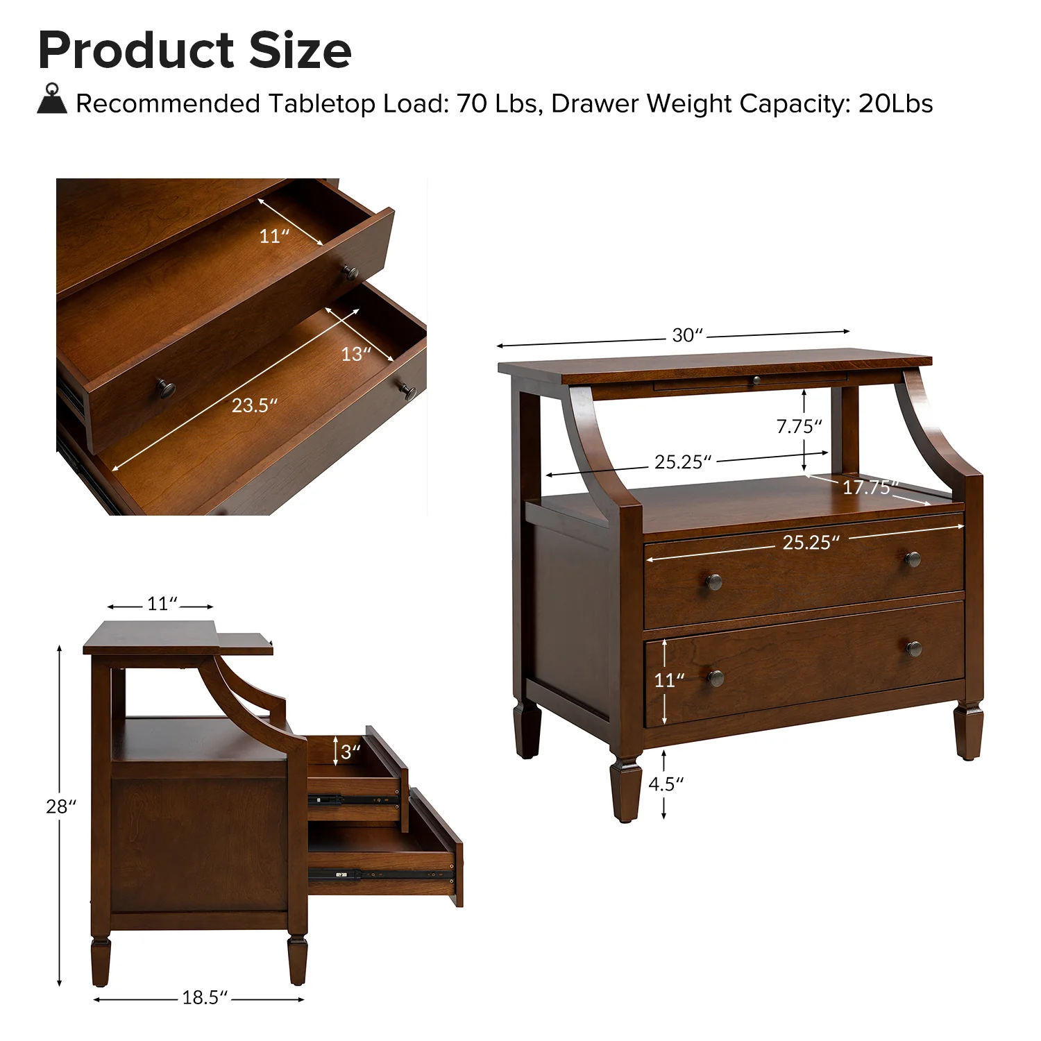 Grace 2 - Drawer End Table Chest with Built-in Outlets - Image 3
