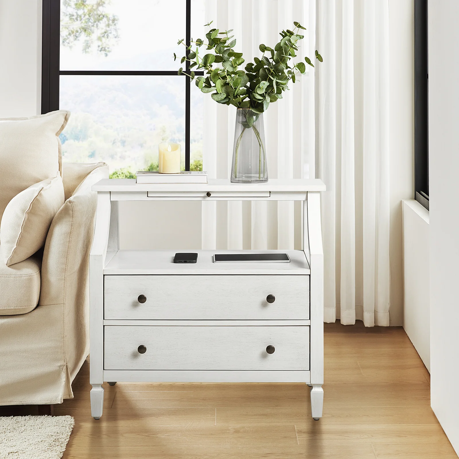 Grace 2 - Drawer End Table Chest with Built-in Outlets - Image 8