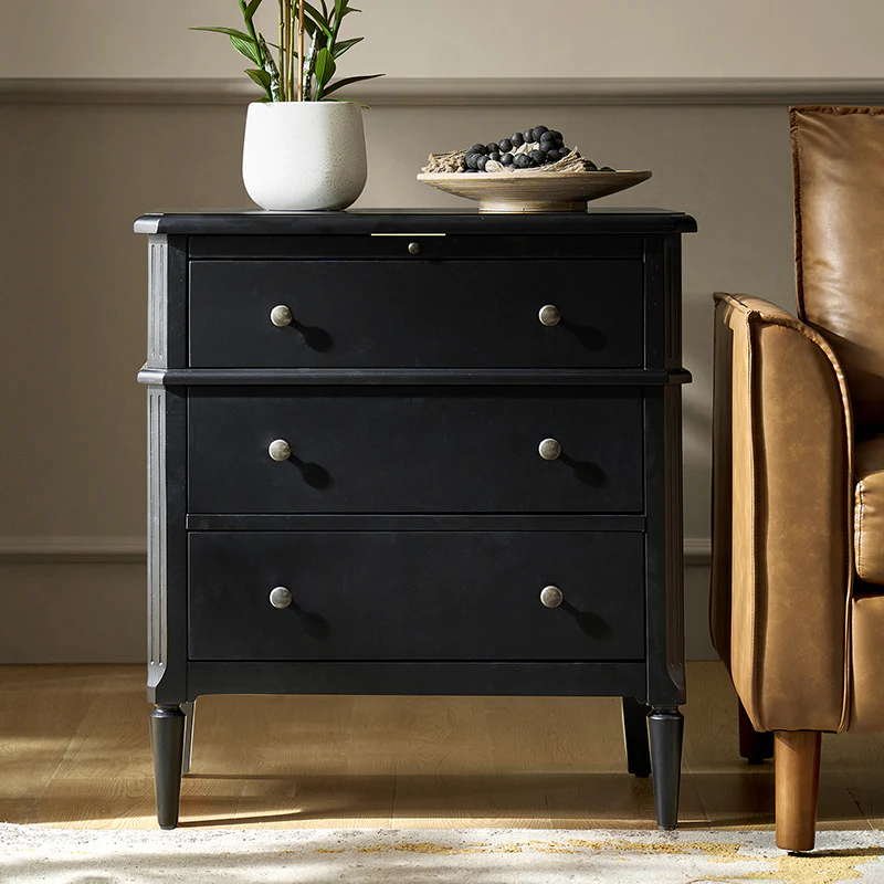 Griselda Transitional 3-Drawer End Table with Hidden Compartment, Pull-Out Tray & Power Outlet Solid Wood Elegance - Image 17