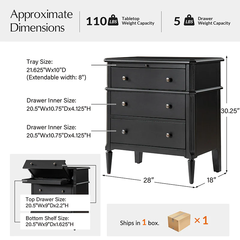 Griselda Transitional 3-Drawer End Table with Hidden Compartment, Pull-Out Tray & Power Outlet Solid Wood Elegance - Image 19