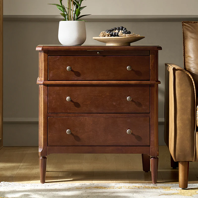 Griselda Transitional 3-Drawer End Table with Hidden Compartment, Pull-Out Tray & Power Outlet Solid Wood Elegance - Image 9