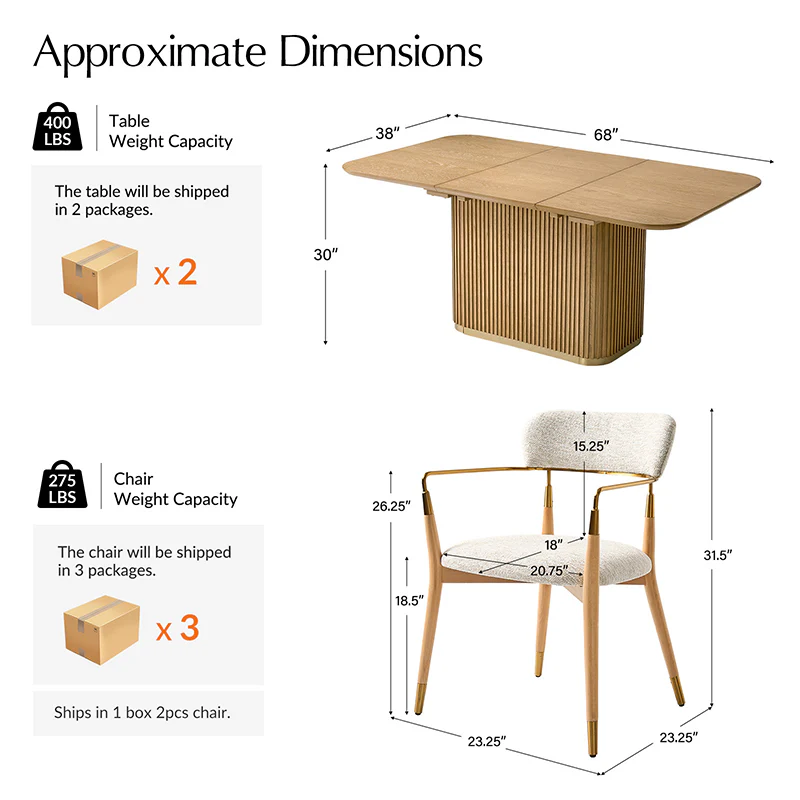Gustavo 8-Piece Modern American Dining Room Sets - Image 3