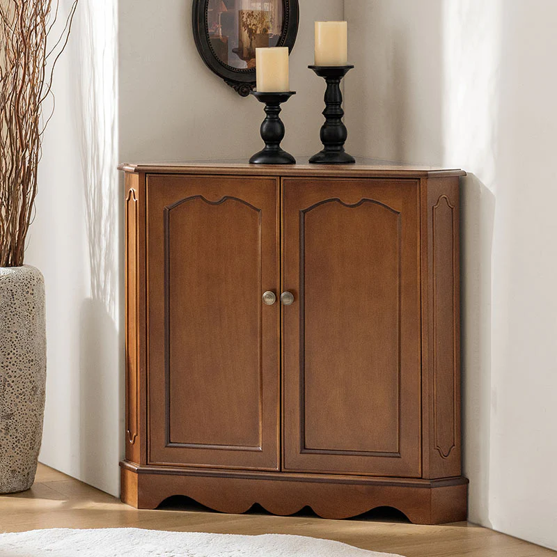 Hagen Traditional 2-Door Corner Cabinet – 30″ H Classic Wood Storage Cabinet with Decorative Molding - Image 10