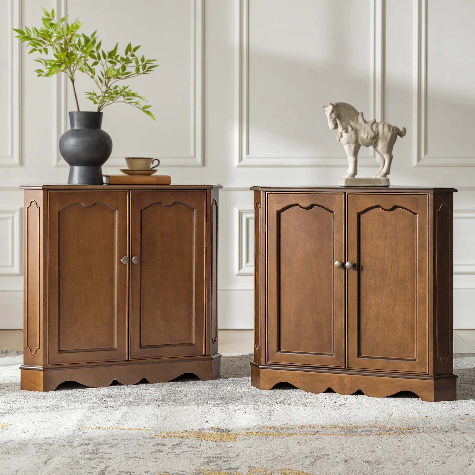 Hagen Traditional 2-Door Corner Cabinet – 30″ H Classic Wood Storage Cabinet with Decorative Molding - Image 19