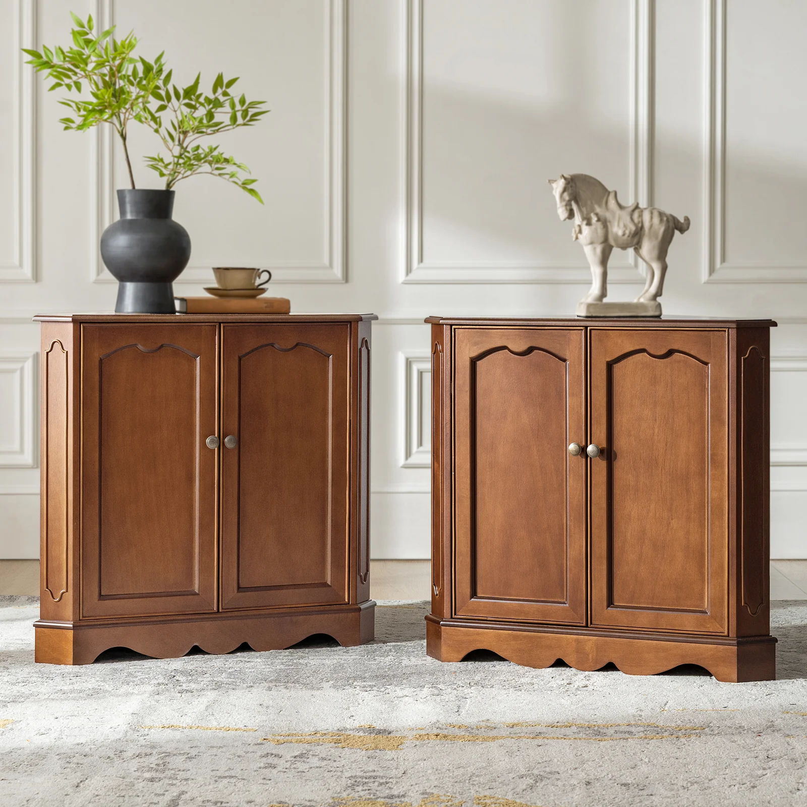 Hagen Traditional 2-Door Corner Cabinet – 30″ H Classic Wood Storage Cabinet with Decorative Molding - Image 26