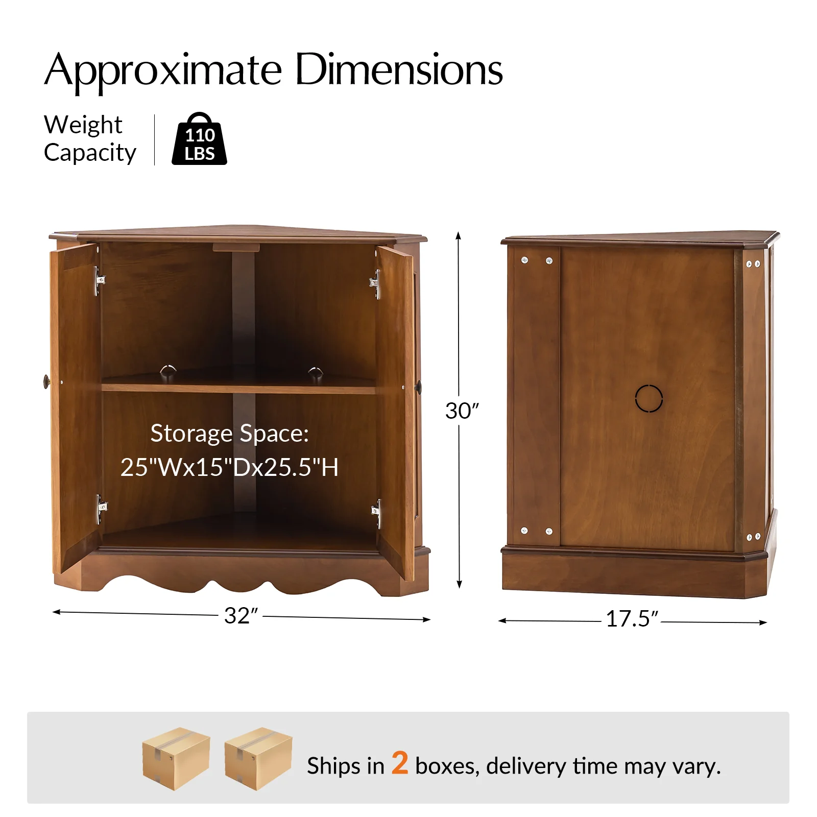 Hagen Traditional 2-Door Corner Cabinet – 30″ H Classic Wood Storage Cabinet with Decorative Molding - Image 28