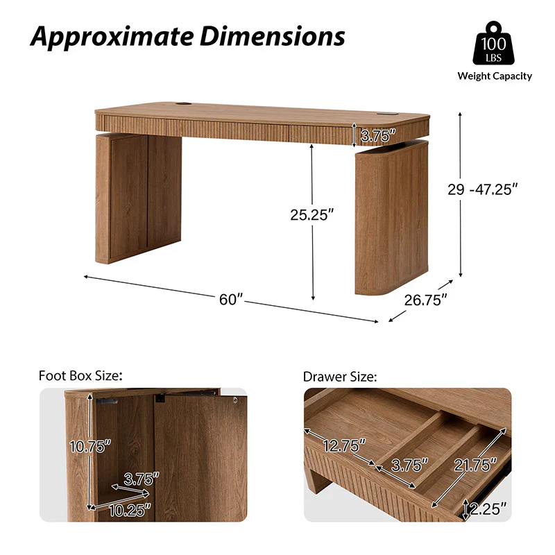 Baggio Modern Electric Adjustable Standing Desk with Cable Management - Image 14