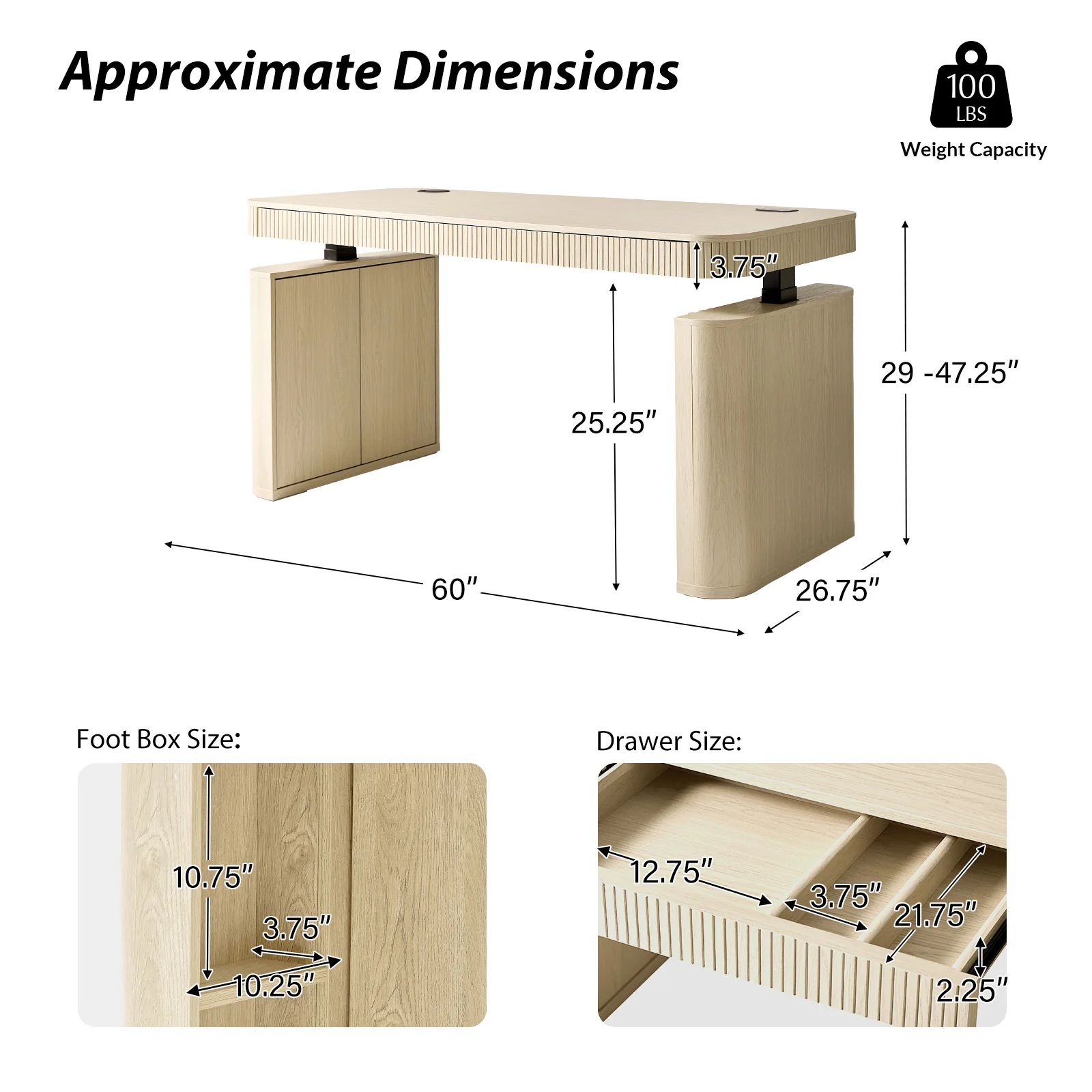 Baggio Modern Electric Adjustable Standing Desk with Cable Management - Image 23