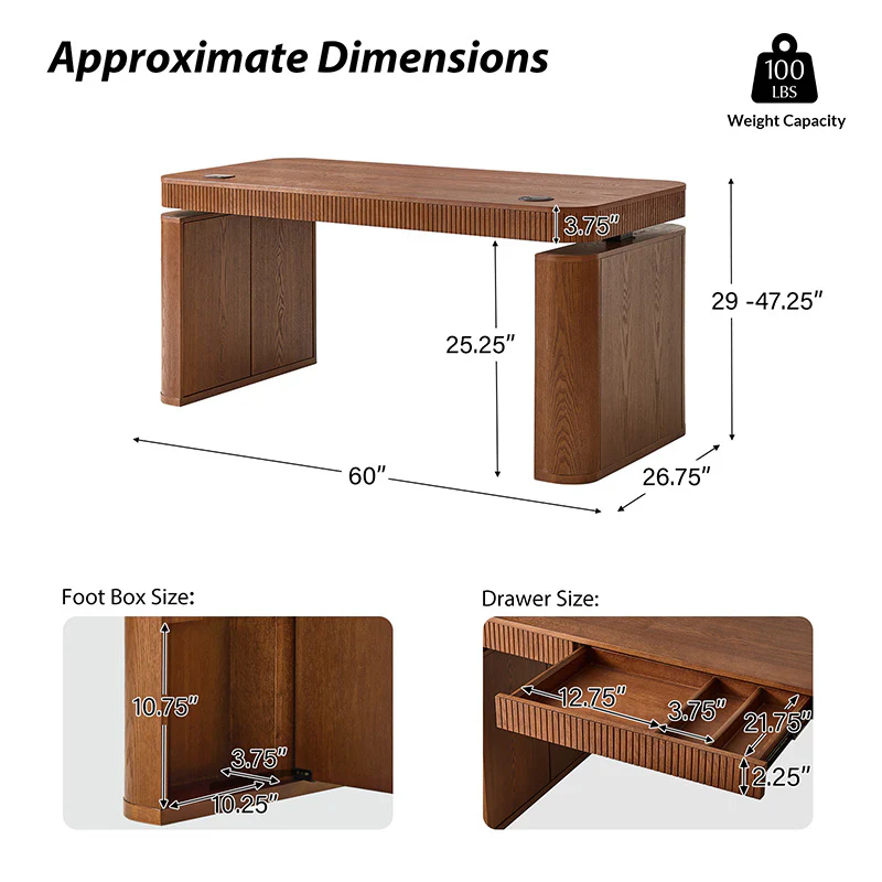 Baggio Modern Electric Adjustable Standing Desk with Cable Management - Image 32