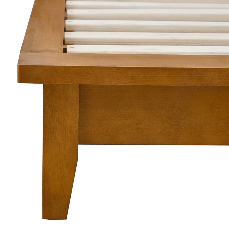 Herme Genuine Leather Solid Wood Platform Bed with Charging Ports - Image 16