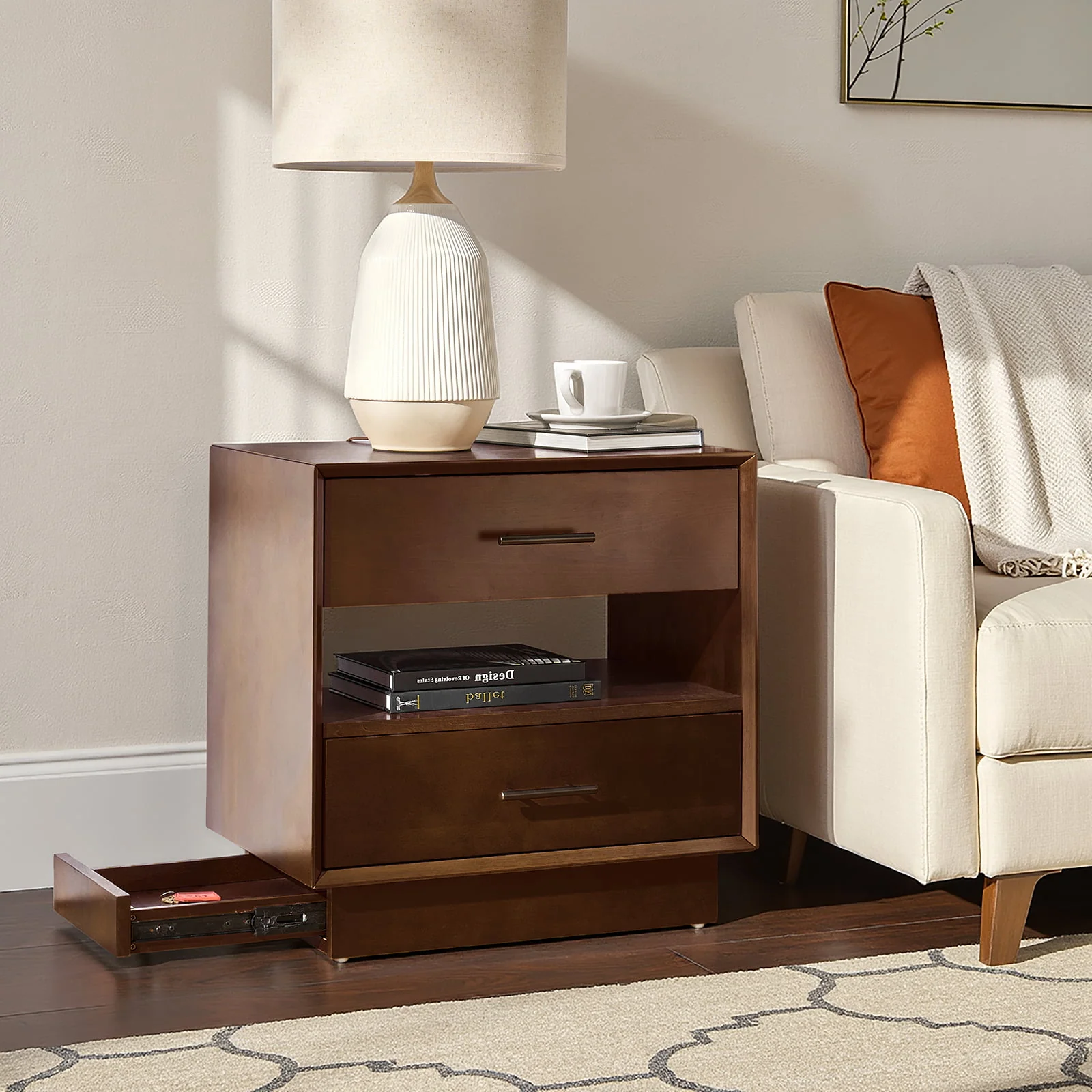 Yoel Hidden Drawer Nightstand with Built-in Outlets(Optional Types) - Image 10
