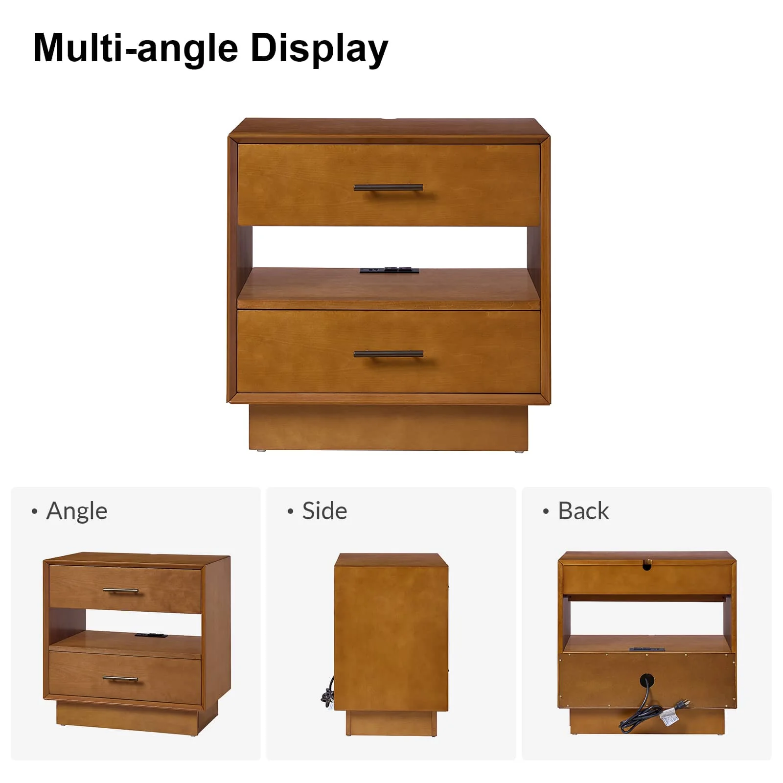 Yoel Hidden Drawer Nightstand with Built-in Outlets(Optional Types) - Image 24