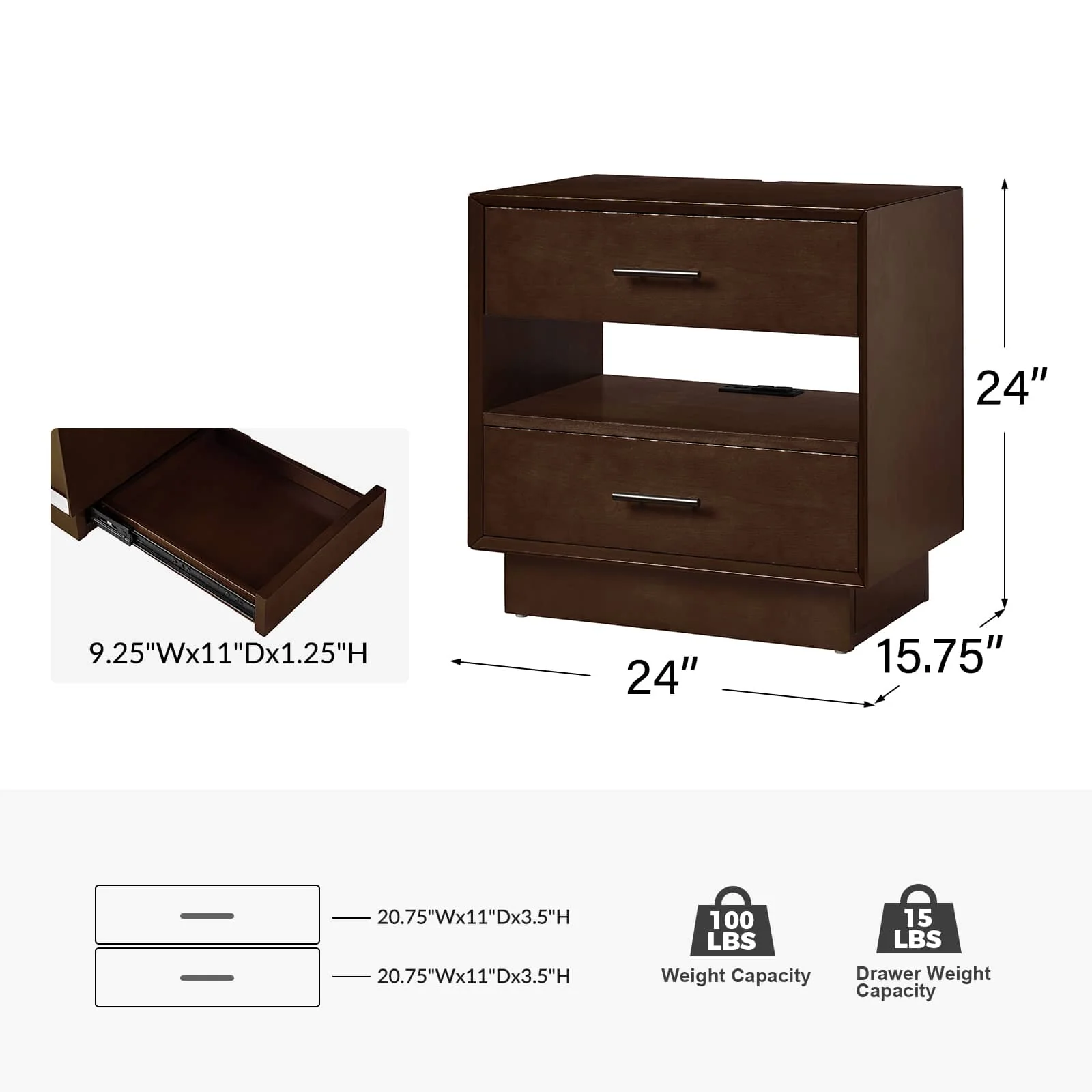 Yoel Hidden Drawer Nightstand with Built-in Outlets(Optional Types) - Image 26