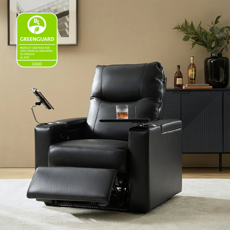 Iliana Electric Genuine Leather Recliner with Small Table and Phone Holder - Image 12