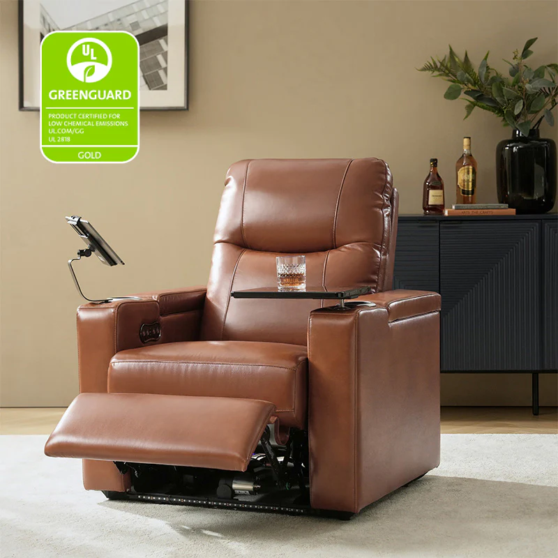 Iliana Electric Genuine Leather Recliner with Small Table and Phone Holder - Image 22