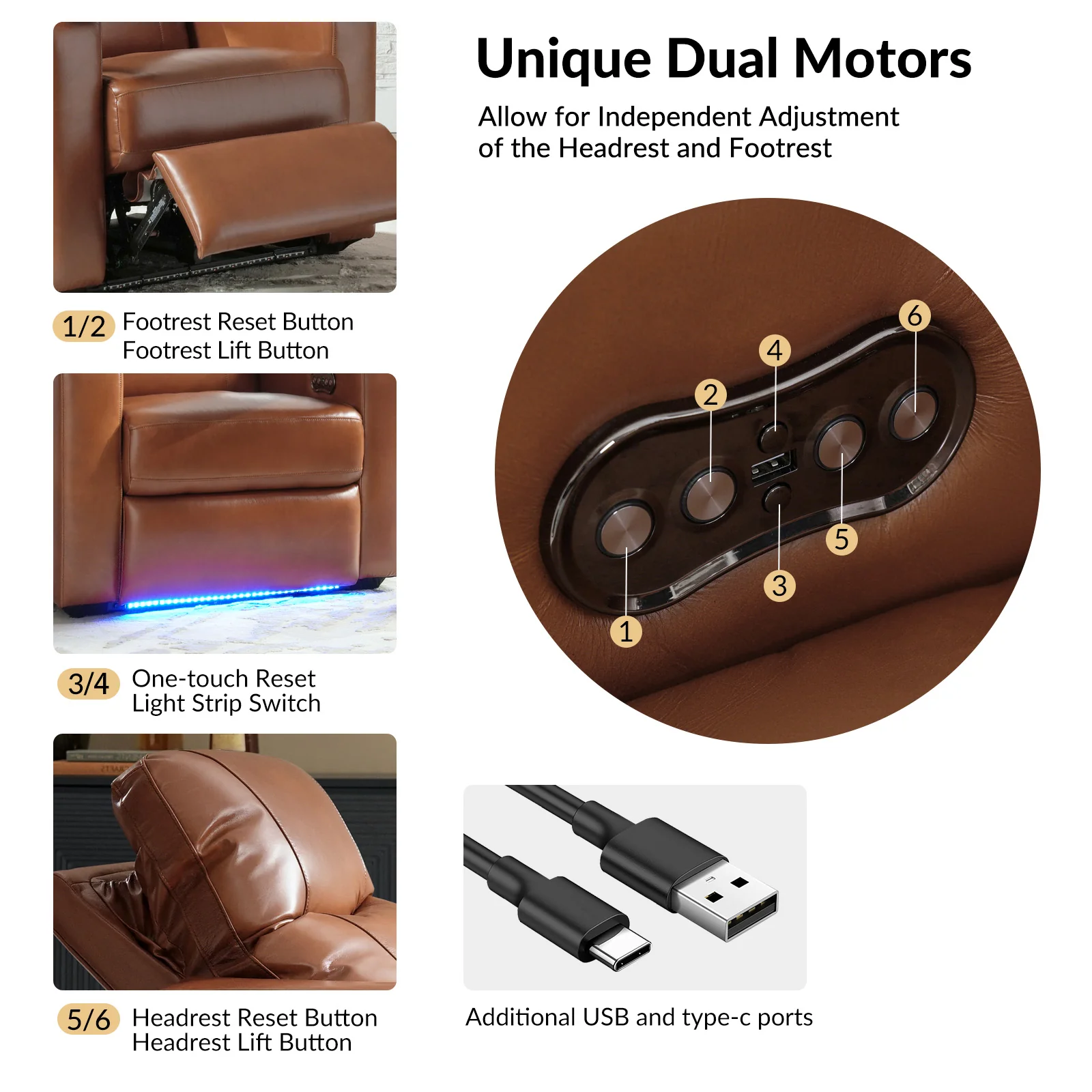 Iliana Electric Genuine Leather Recliner with Small Table and Phone Holder - Image 28