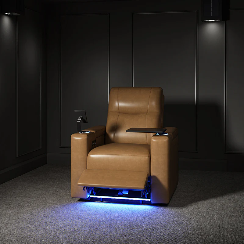 Iliana Electric Genuine Leather Recliner with Small Table and Phone Holder - Image 3