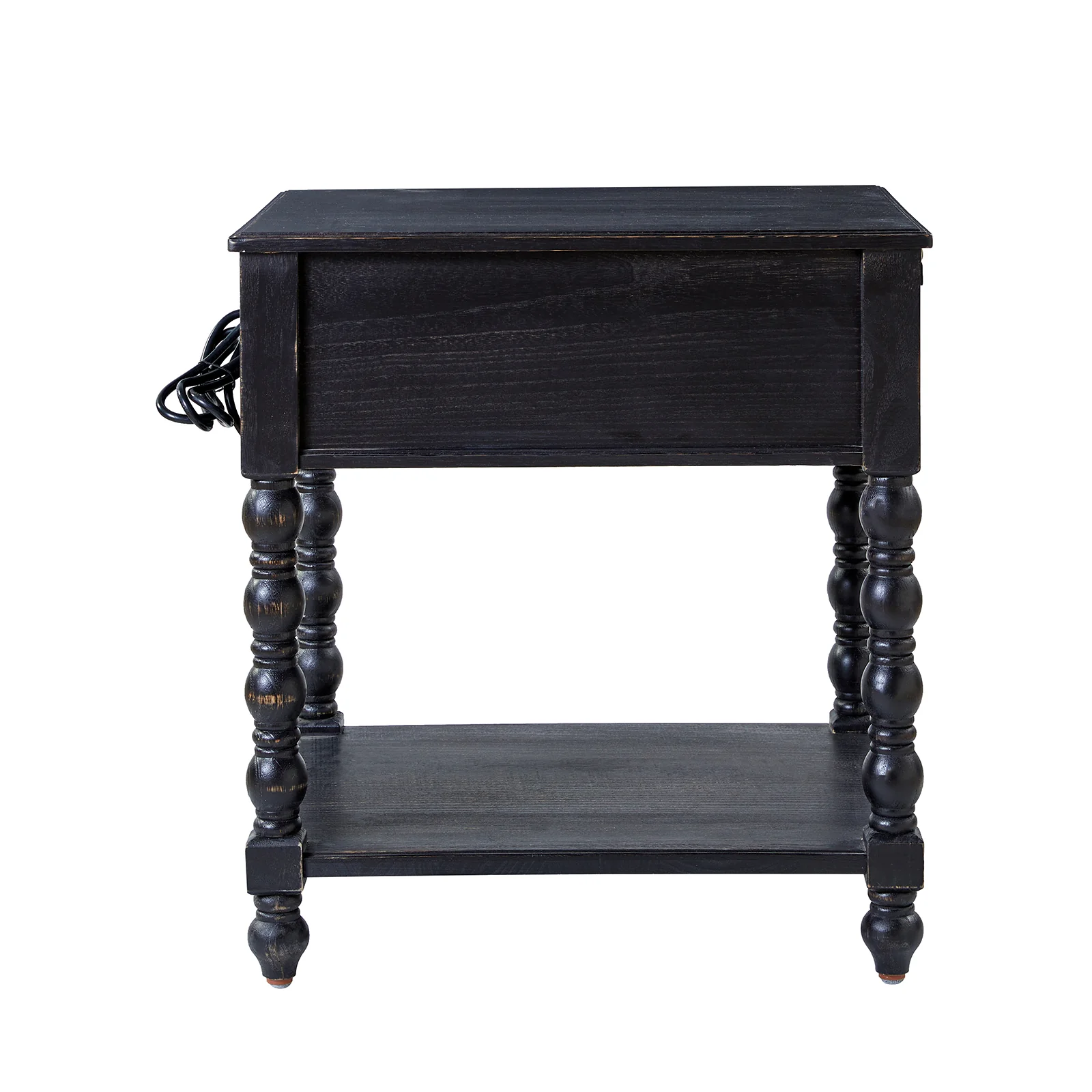 Ira 26" Tall Farmhouse Solid Wood End Table with Built-in Charging Outlets(Optional Types) - Image 10