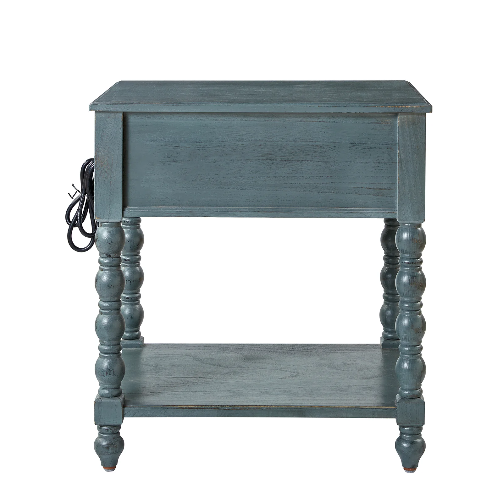 Ira 26" Tall Farmhouse Solid Wood End Table with Built-in Charging Outlets(Optional Types) - Image 17