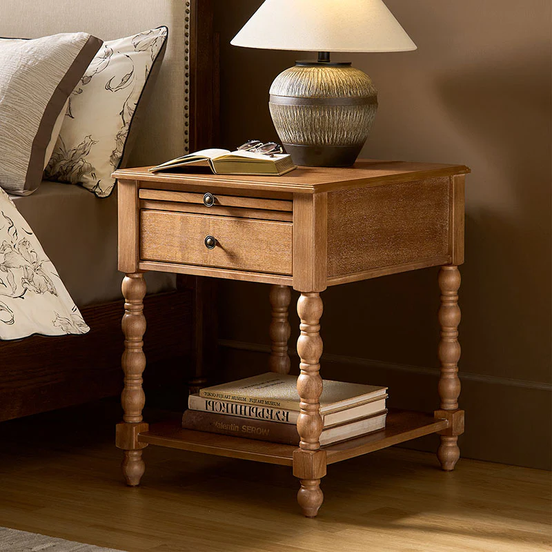 Ira 26" Tall Farmhouse Solid Wood End Table with Built-in Charging Outlets(Optional Types) - Image 39
