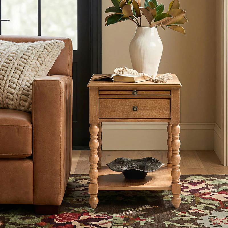 Ira 26" Tall Farmhouse Solid Wood End Table with Built-in Charging Outlets(Optional Types) - Image 40