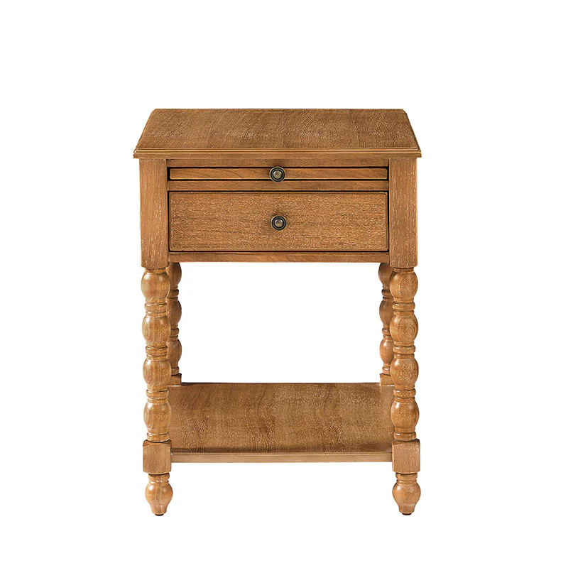 Ira 26" Tall Farmhouse Solid Wood End Table with Built-in Charging Outlets(Optional Types) - Image 42