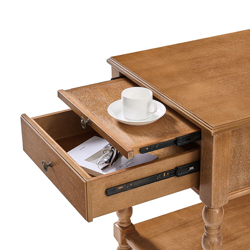 Ira 26" Tall Farmhouse Solid Wood End Table with Built-in Charging Outlets(Optional Types) - Image 45