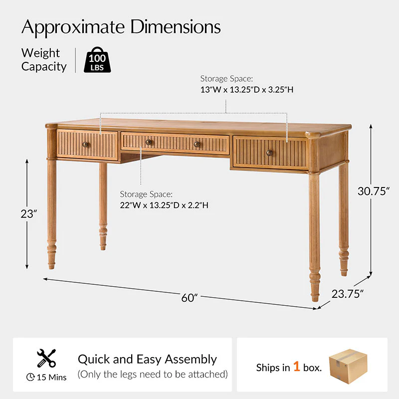 Isaac Transitional 60''W Office Desk With 3 Drawers - Image 19